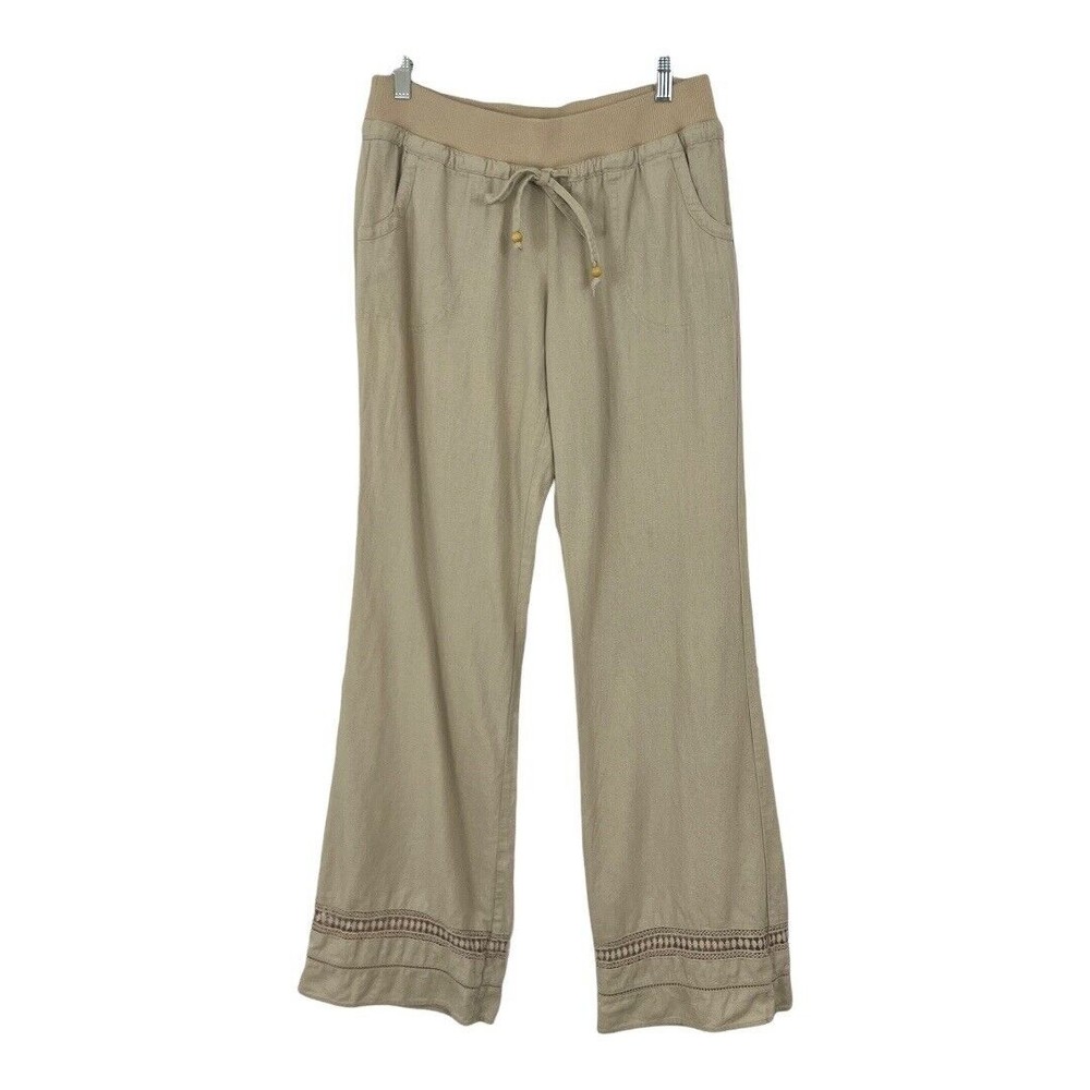 Love Tree Womens Size Large Beige Linen Pull On Casual Pants